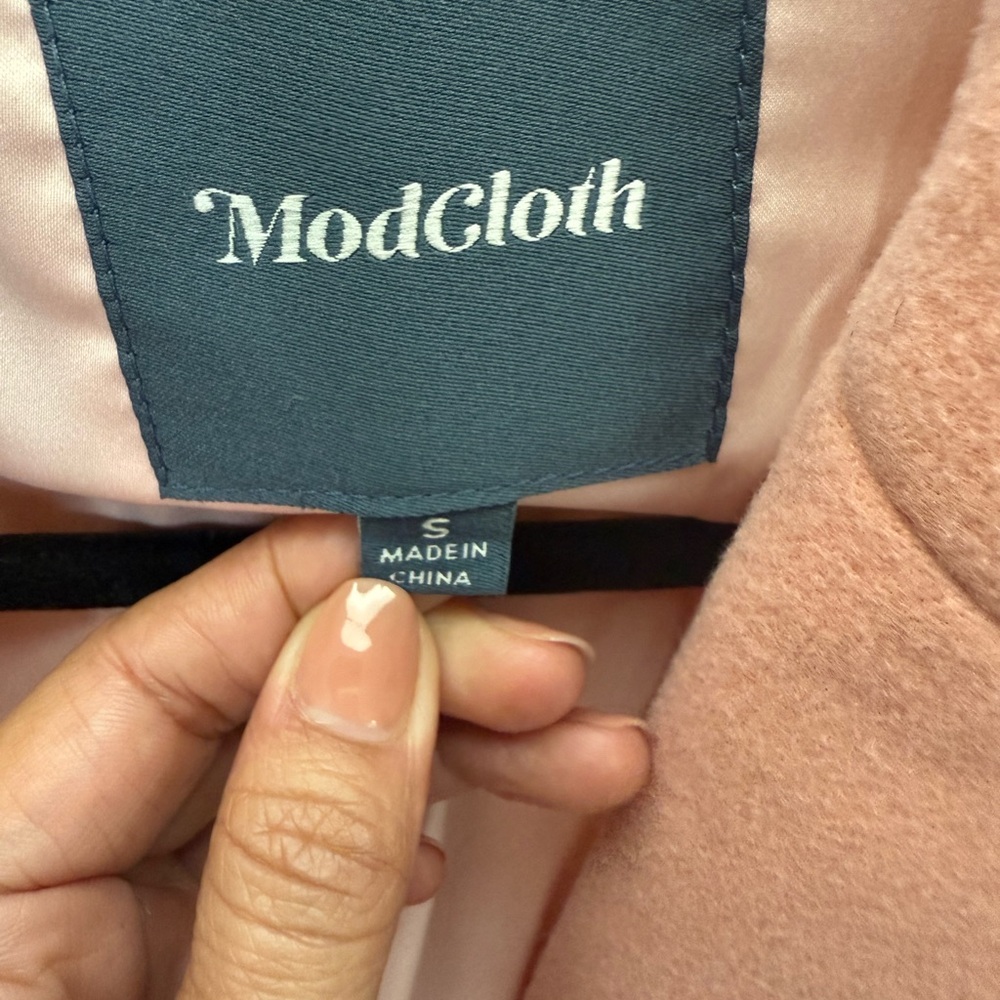 Modcloth Pink Polka Dot Women's Coat - Picture 2 of 14